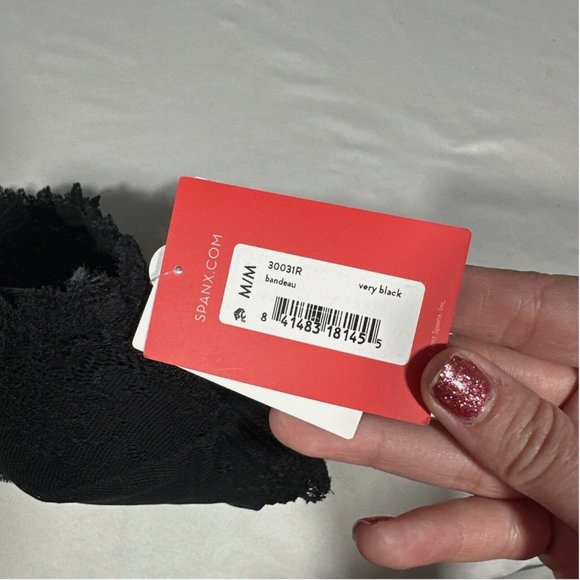 NWT $48 Spanx [ Medium ] Undie-Tectable Bandeau Lace‎ Bra Nude Black - Picture 6 of 10